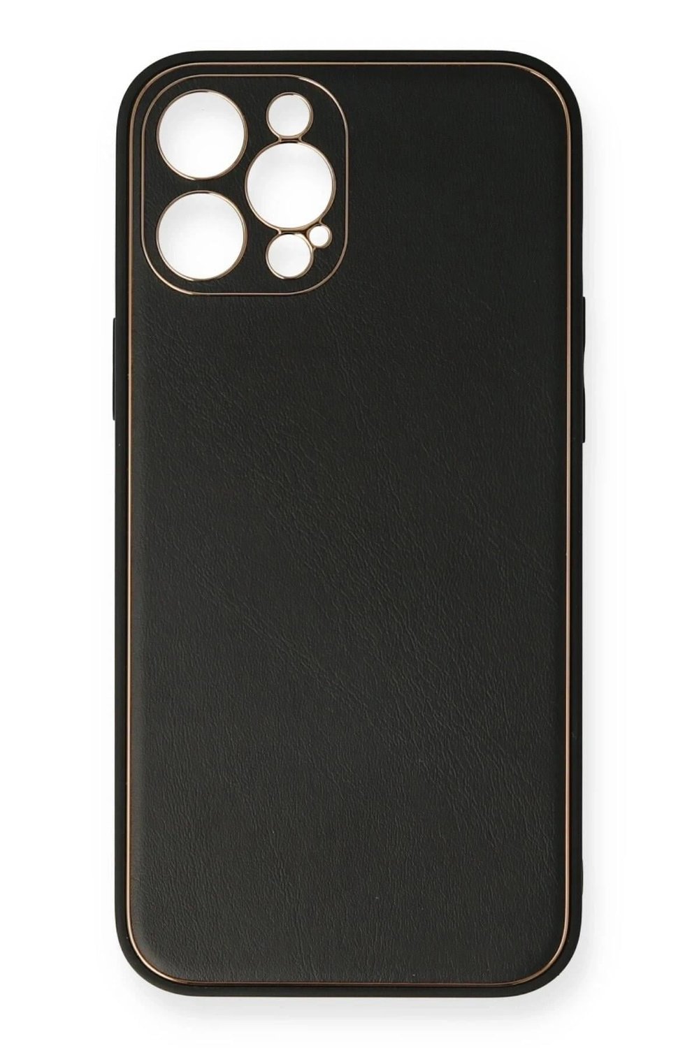 Mey İthalat®  iPhone 12 Pro Kılıf Coco Deri Silikon Kapak - Siyah