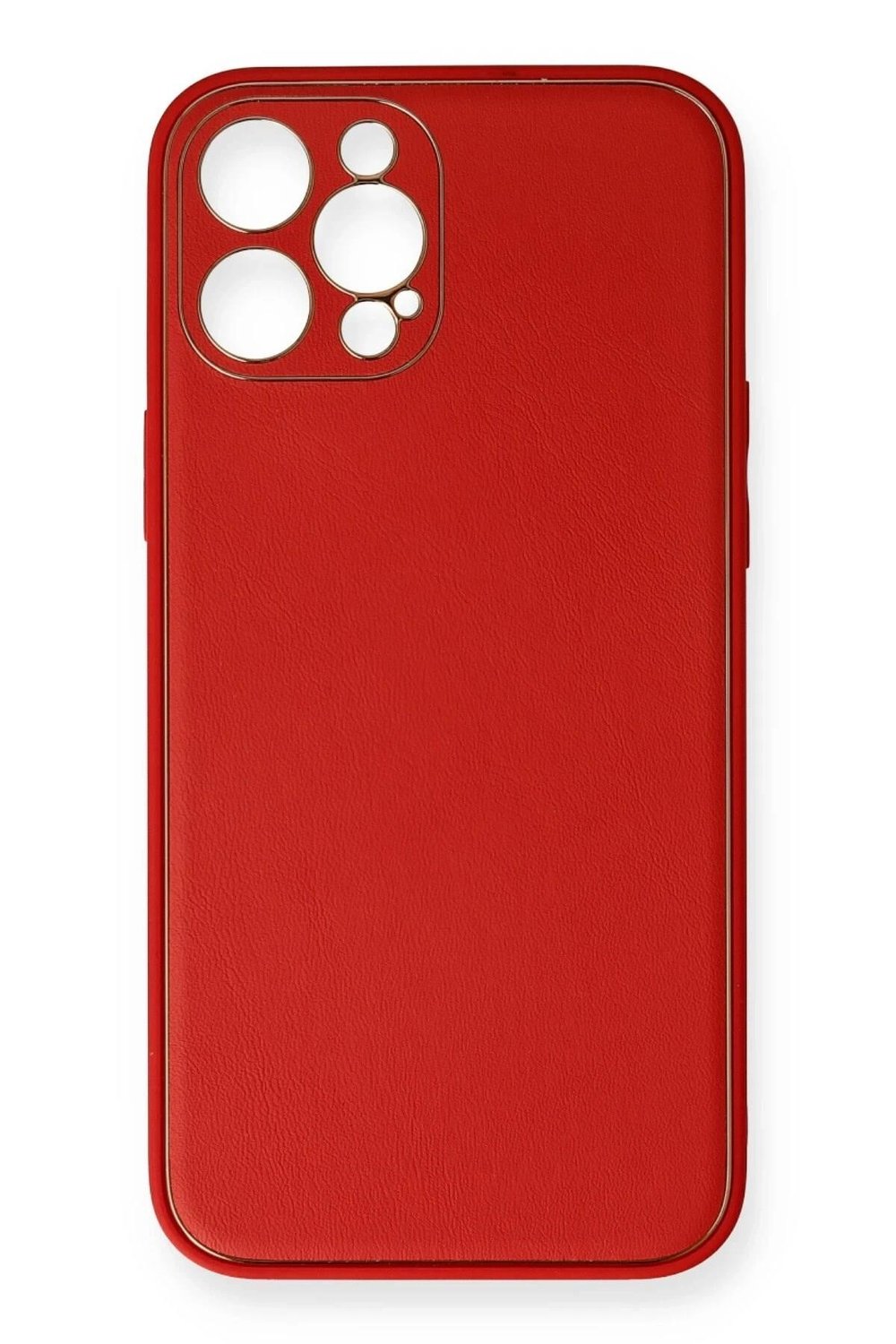 Mey İthalat®  iPhone 12 Pro Kılıf Coco Deri Silikon Kapak - Kırmızı