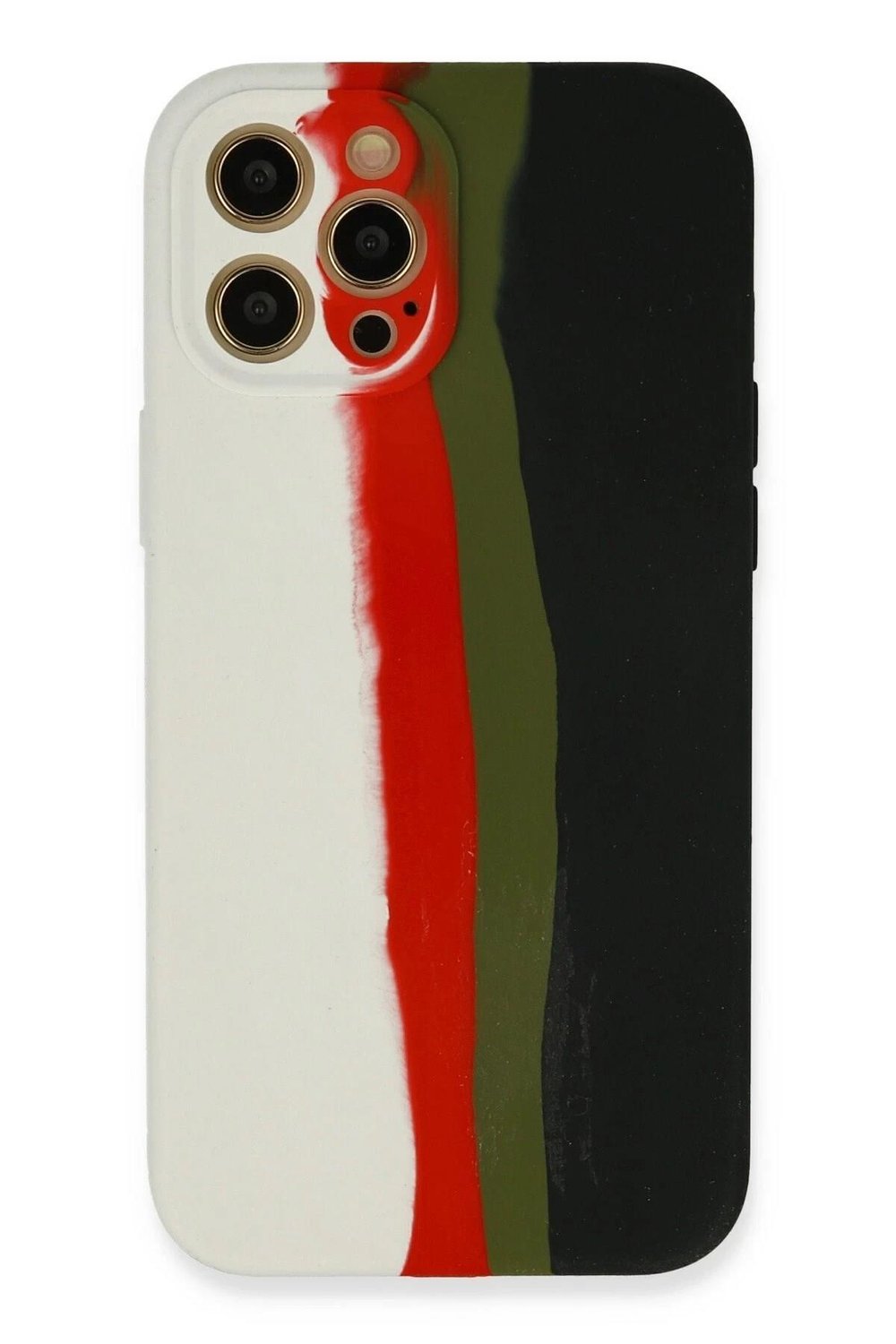 Mey İthalat®  iPhone 12 Pro Kılıf Ebruli Lansman Silikon - Beyaz-Siyah