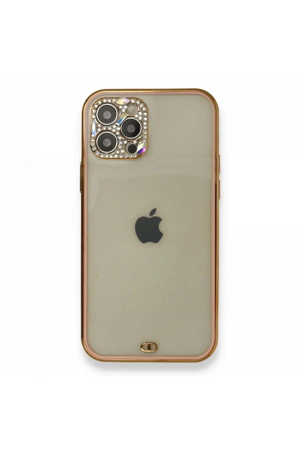 Mey İthalat®  iPhone 12 Pro Kılıf Liva Taşlı Silikon - Pembe