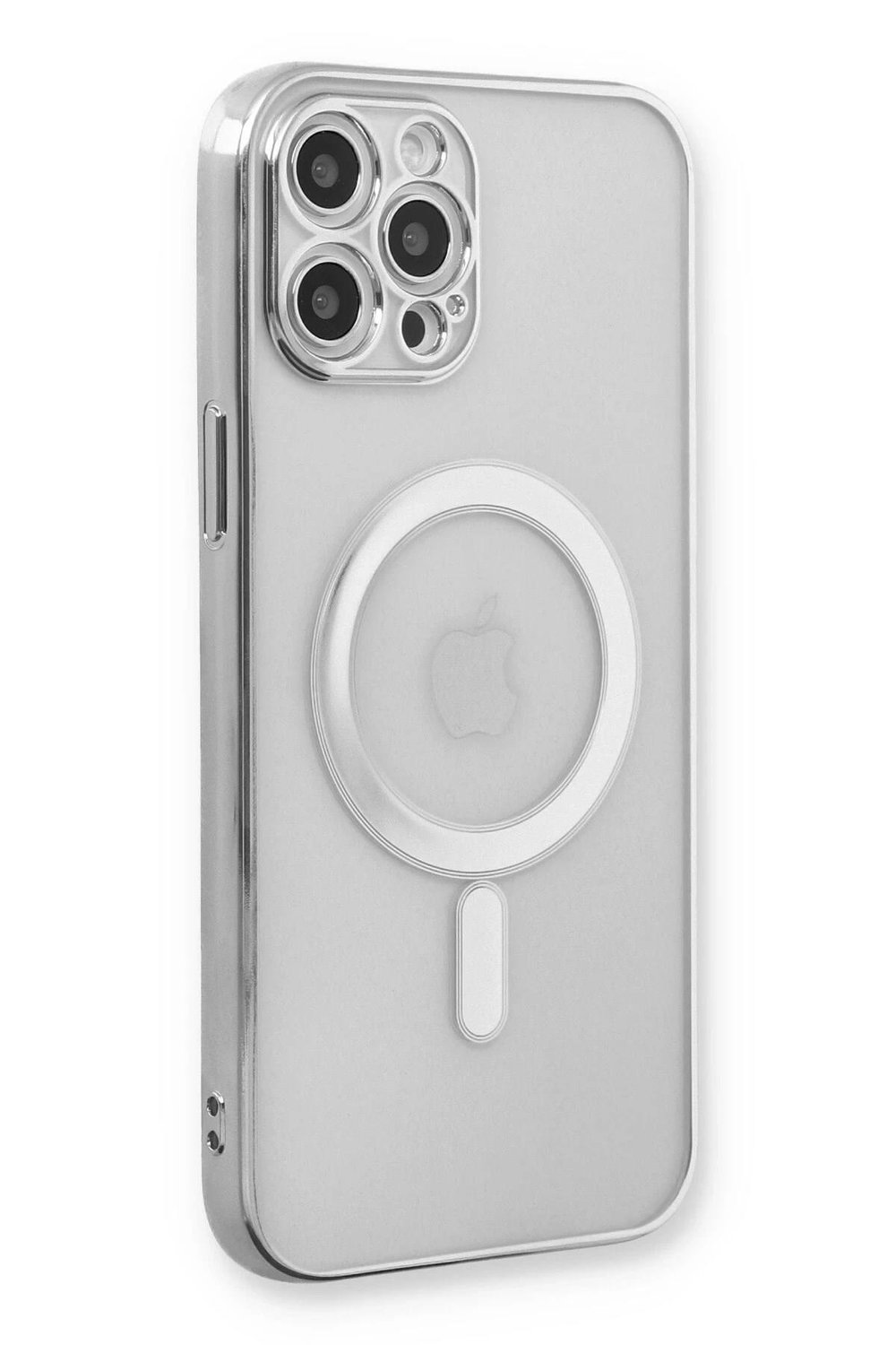 Mey İthalat®  iPhone 12 Pro Kılıf Magneticsafe Lazer Silikon - Gümüş