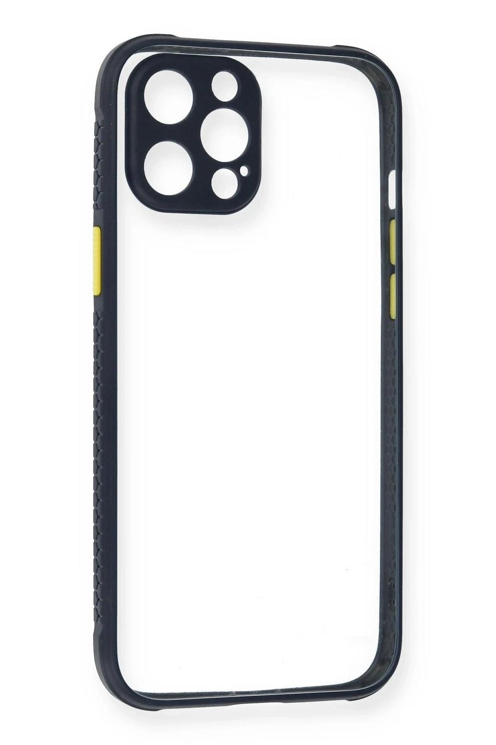 Mey İthalat®  iPhone 12 Pro Kılıf Miami Şeffaf Silikon - Lacivert