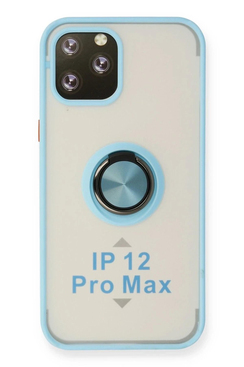Mey İthalat®  iPhone 12 Pro Kılıf Montreal Yüzüklü Silikon Kapak - Buz Mavi