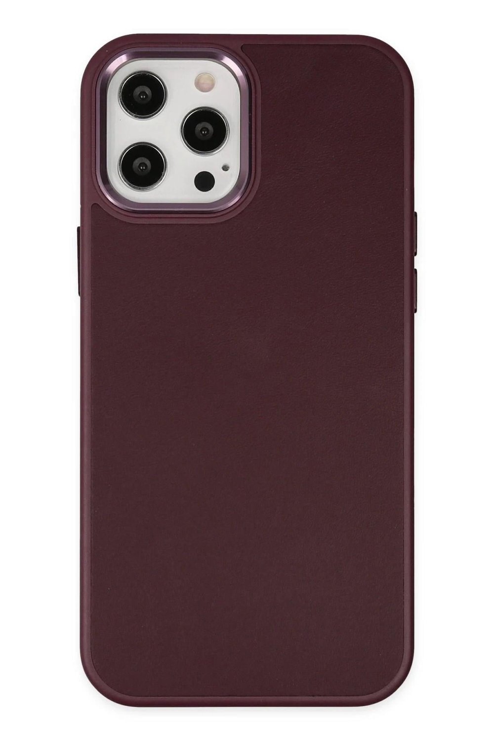 Mey İthalat®  iPhone 12 Pro Max Kılıf Asya Deri Silikon - Mürdüm
