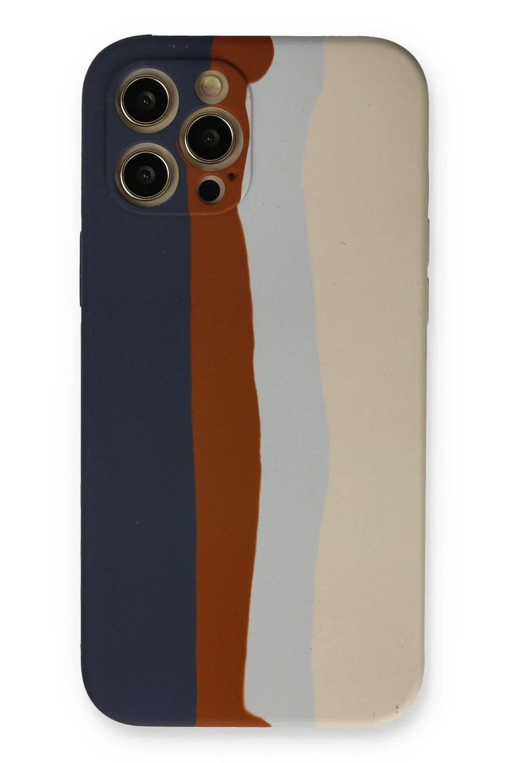 Mey İthalat®  iPhone 12 Pro Max Kılıf Ebruli Lansman Silikon - Lacivert-Krem