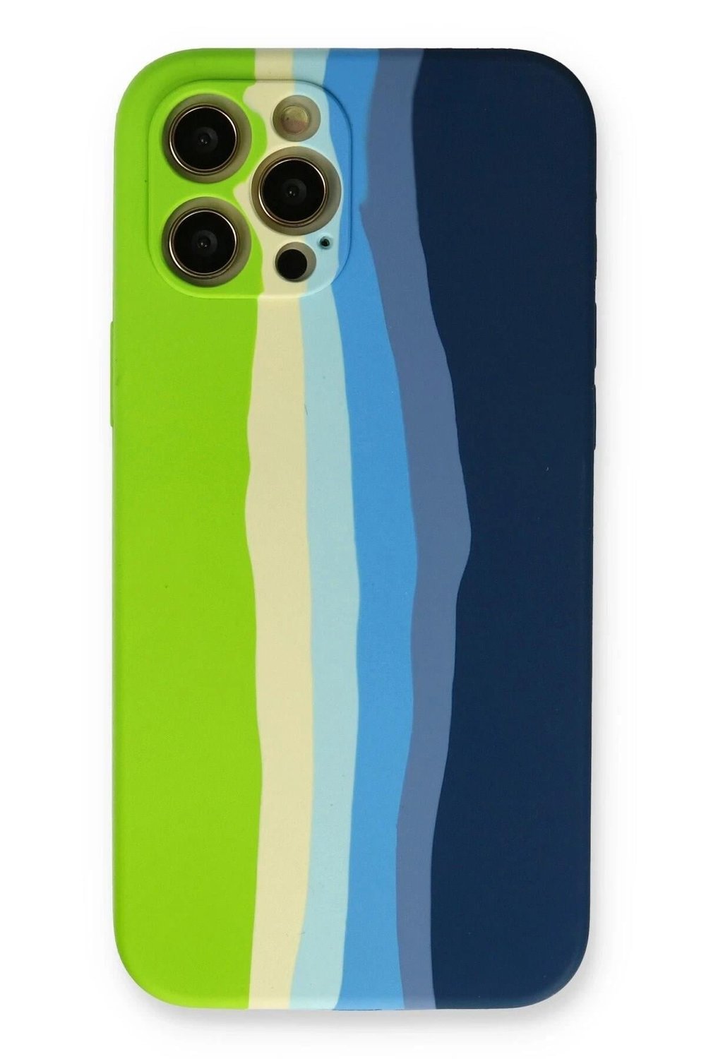 Mey İthalat®  iPhone 12 Pro Max Kılıf Ebruli Lansman Silikon - Yeşil-Koyu Yeşil