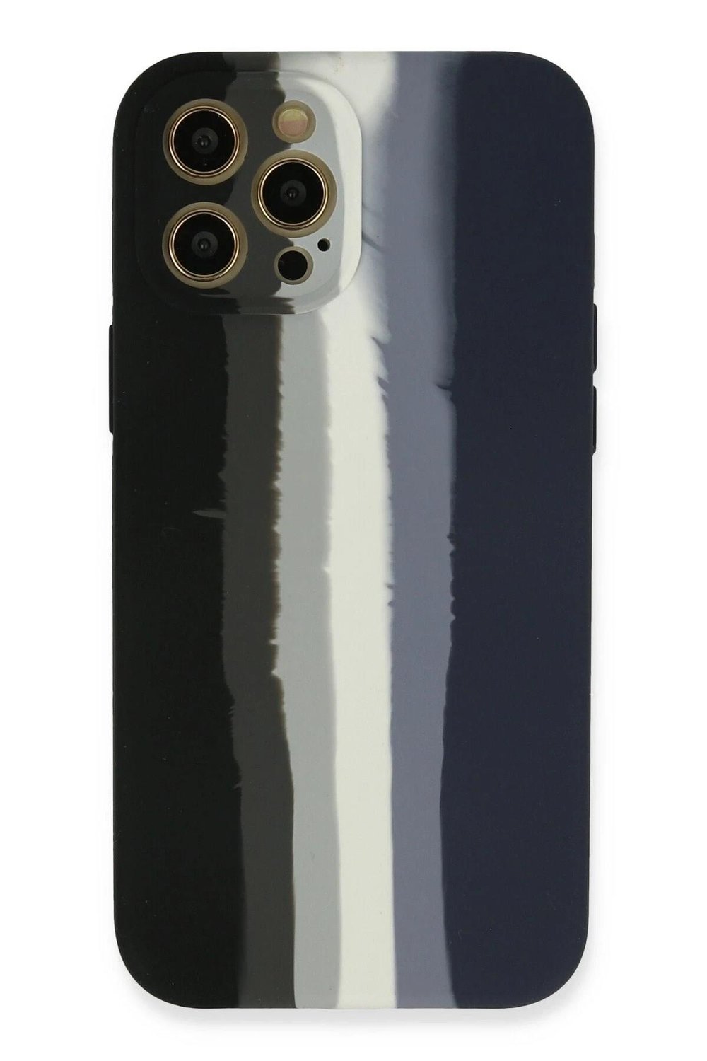 Mey İthalat®  iPhone 12 Pro Max Kılıf Ebruli Lansman Silikon - Siyah-Lacivert