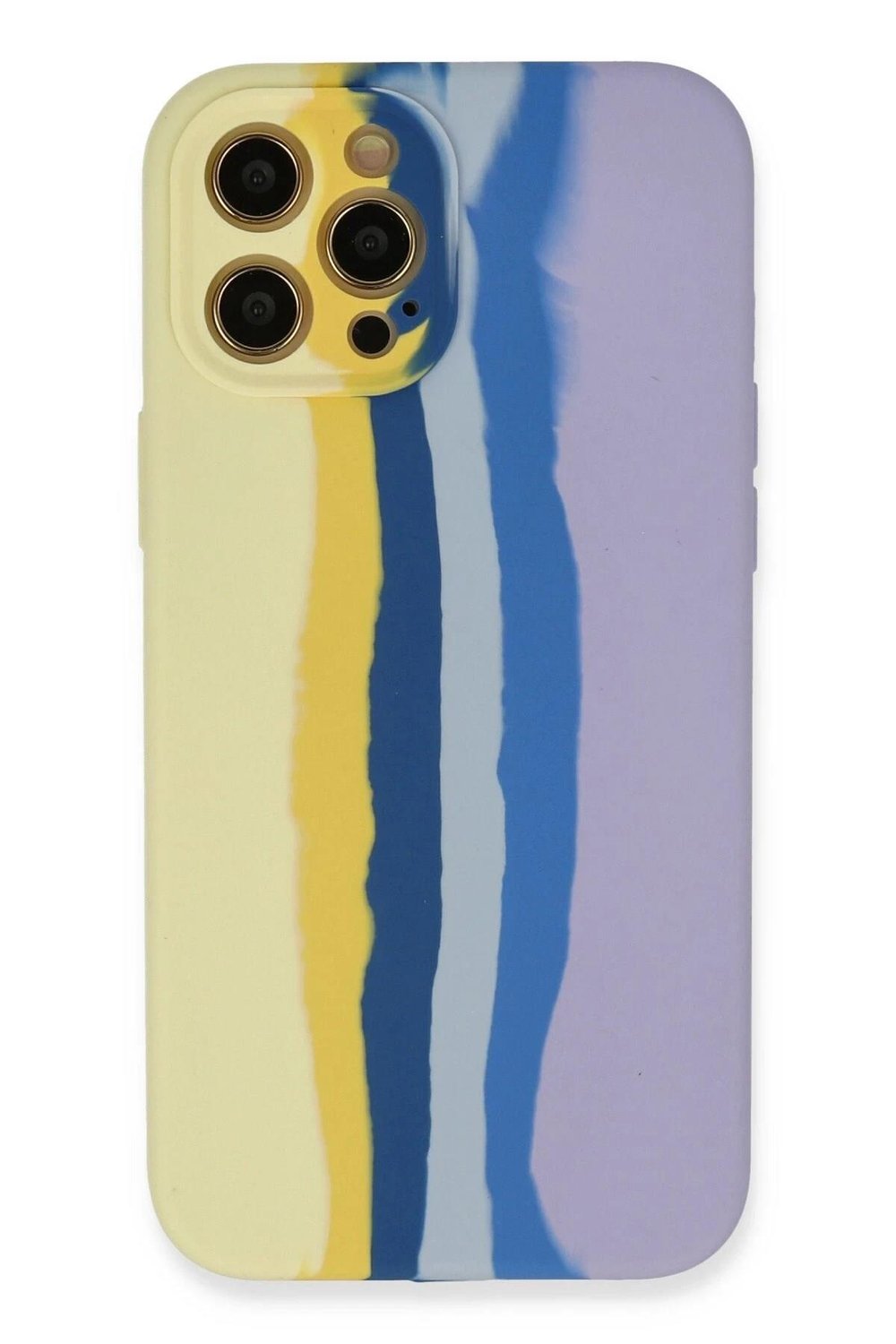 Mey İthalat®  iPhone 12 Pro Max Kılıf Ebruli Lansman Silikon - Sarı-Lila