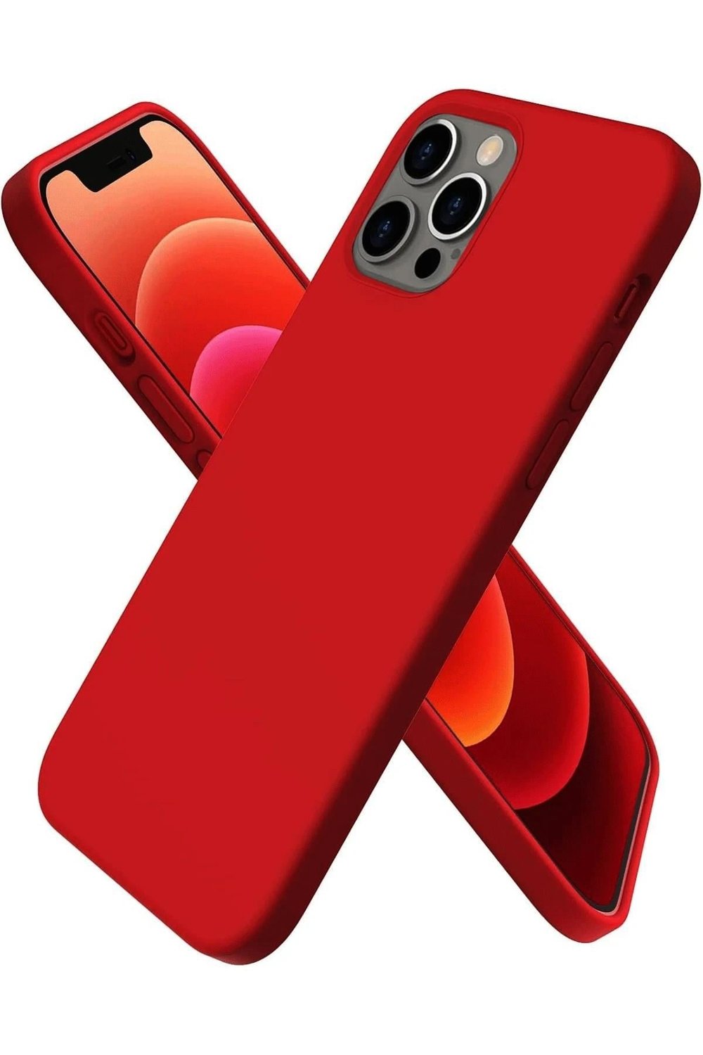 Mey İthalat®  iPhone 12 Pro Max Kılıf First Silikon - Koyu Kırmızı
