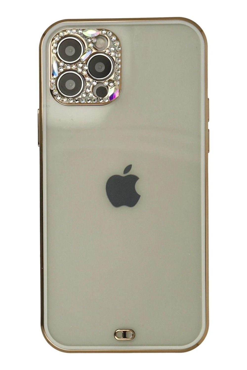 Mey İthalat®  iPhone 12 Pro Max Kılıf Liva Taşlı Silikon - Beyaz