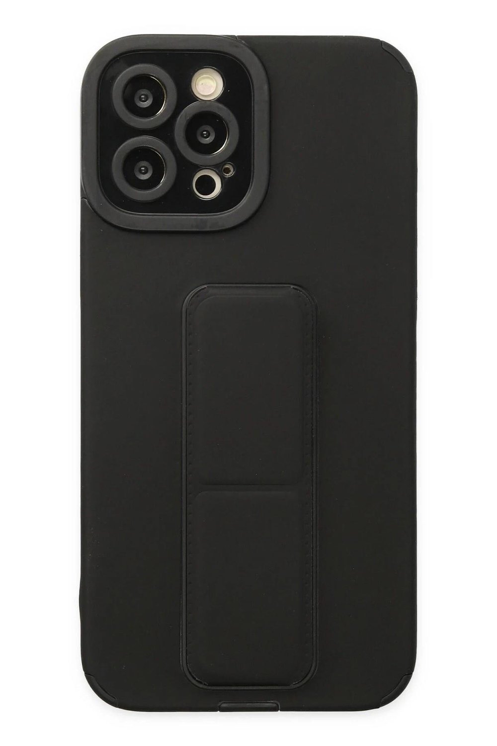Mey İthalat®  iPhone 12 Pro Max Kılıf Mega Standlı Silikon - Siyah