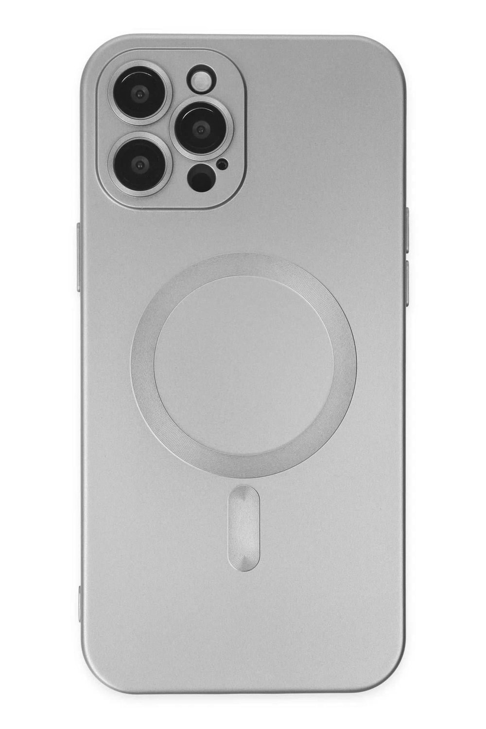 Mey İthalat®  iPhone 12 Pro Max Kılıf Moshi Lens Magneticsafe Silikon - Gümüş