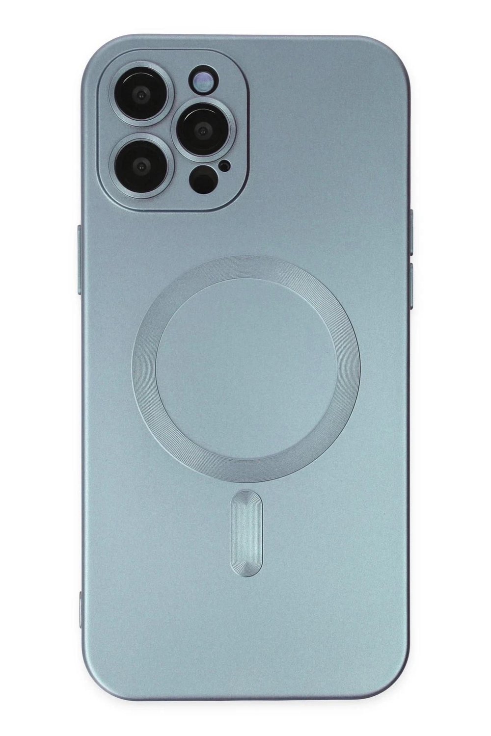 Mey İthalat®  iPhone 12 Pro Max Kılıf Moshi Lens Magneticsafe Silikon - Sierra Blue