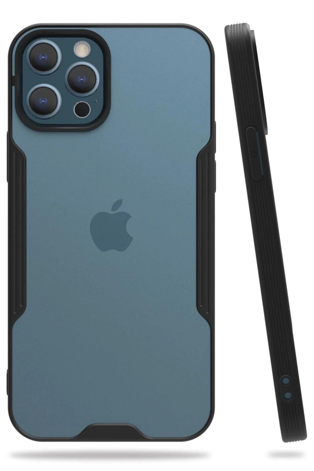 Mey İthalat®  iPhone 12 Pro Max Kılıf Platin Silikon - Siyah