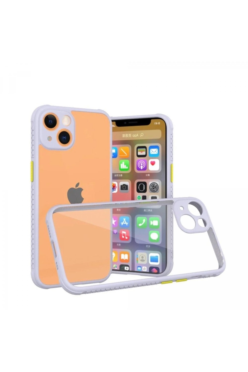 Mey İthalat®  iPhone 13 Mini Kılıf Miami Şeffaf Silikon - Lila