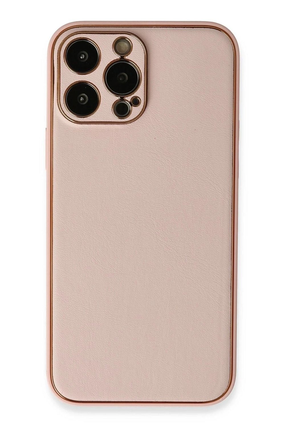 Mey İthalat®  iPhone 13 Pro Kılıf Coco Deri Silikon Kapak - Pembe