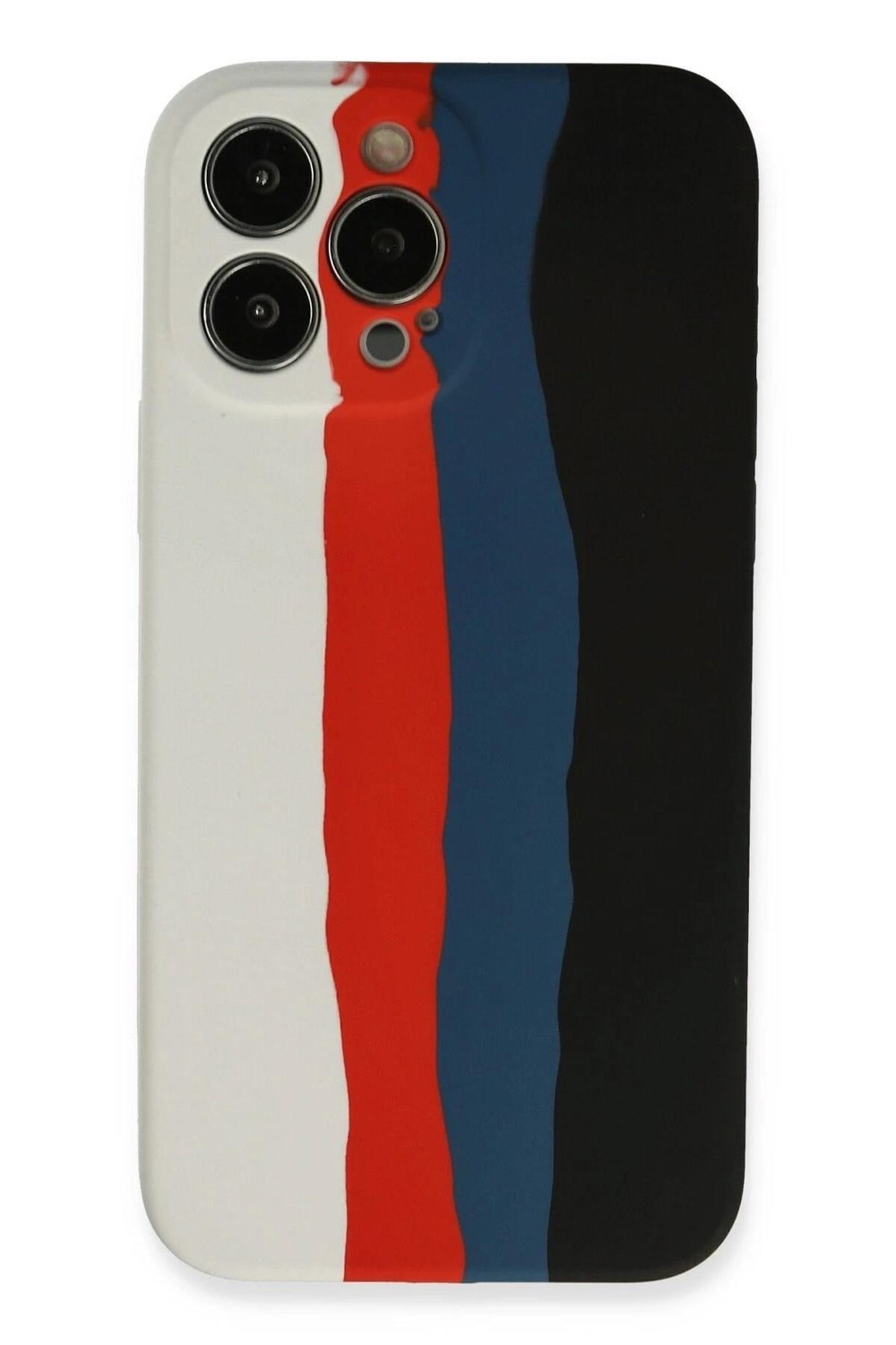 Mey İthalat®  iPhone 13 Pro Kılıf Ebruli Lansman Silikon - Beyaz-Siyah