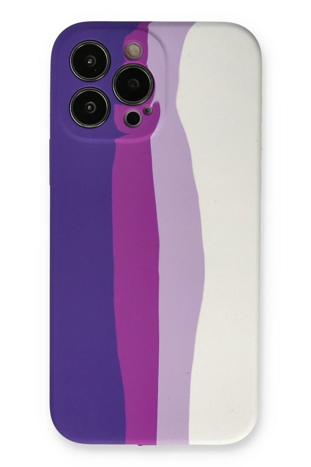 Mey İthalat®  iPhone 13 Pro Kılıf Ebruli Lansman Silikon - Mor-Beyaz