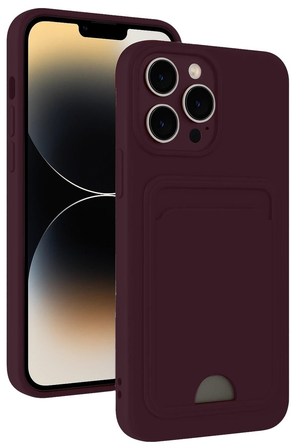 Mey İthalat®  iPhone 13 Pro Kılıf Kelvin Kartvizitli Silikon - Derin Mor