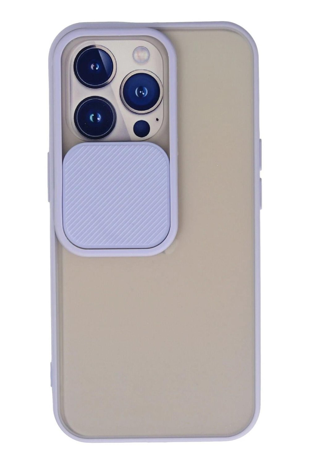 Mey İthalat®  iPhone 13 Pro Kılıf Palm Buzlu Kamera Sürgülü Silikon - Lila