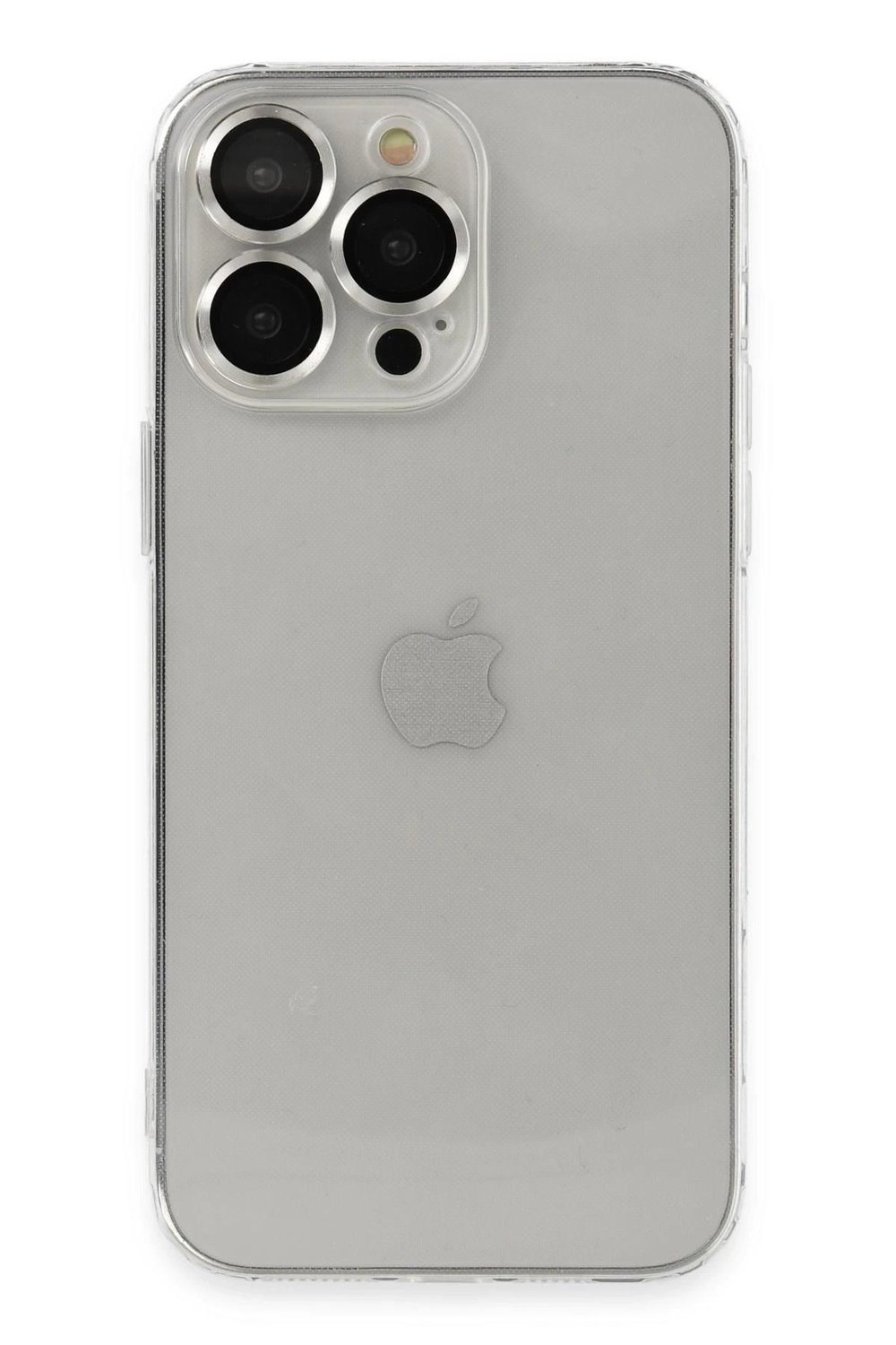 Mey İthalat®  iPhone 13 Pro Max Kılıf Luko Lens Silikon - Gümüş