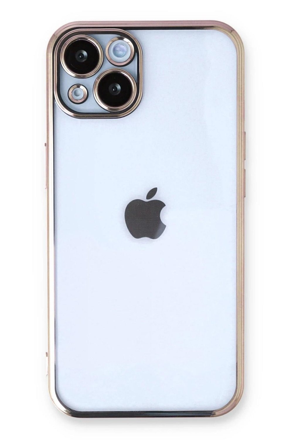Mey İthalat®  iPhone 14 Kılıf  Lensli Silikon - Gold