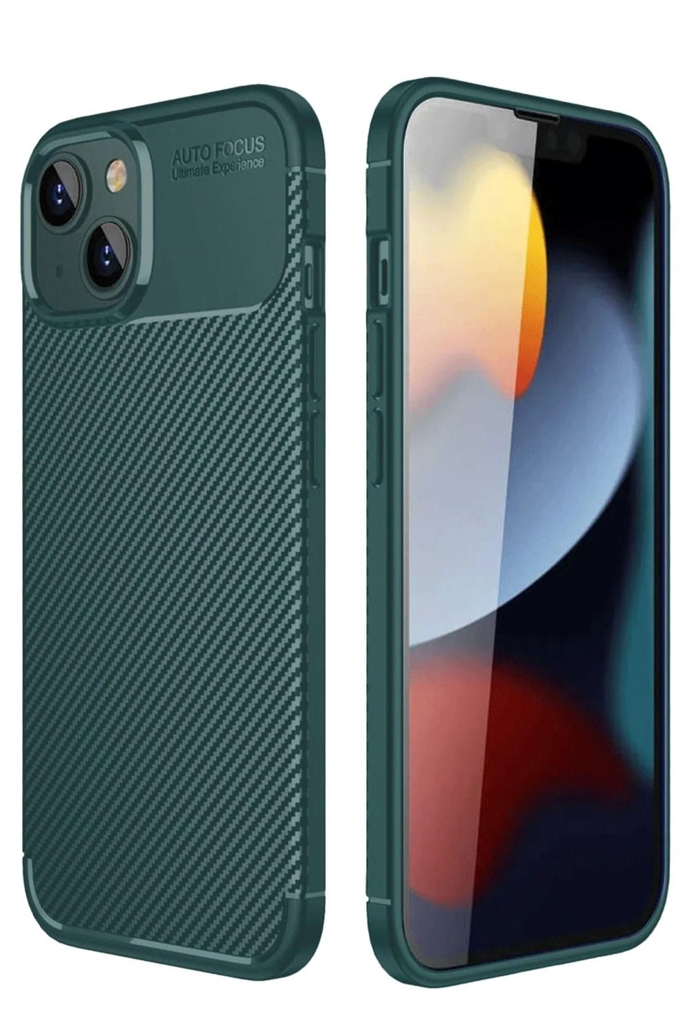 Mey İthalat®  iPhone 14 Kılıf Auto Focus Karbon Kapak - Koyu Yeşil