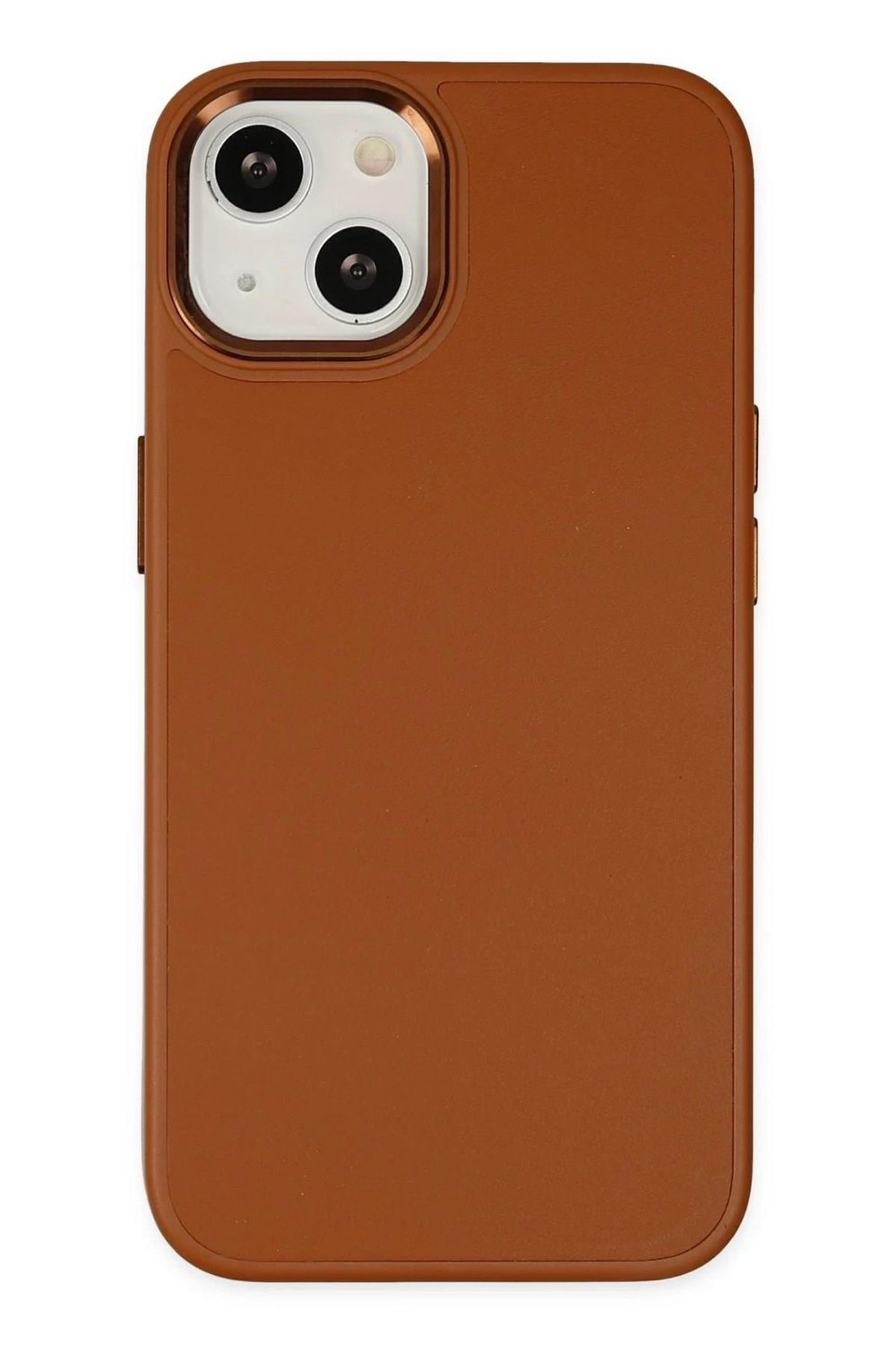 Mey İthalat®  iPhone 14 Plus Kılıf Asya Deri Silikon - Kahverengi