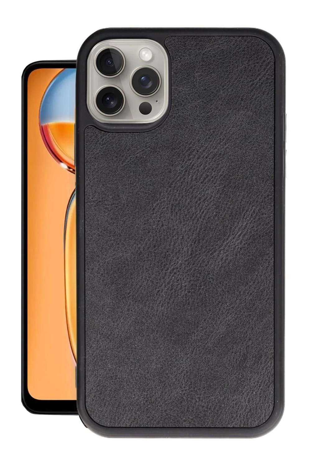 Mey İthalat®  iPhone 14 Pro Kılıf Aras Deri Kapak - Siyah