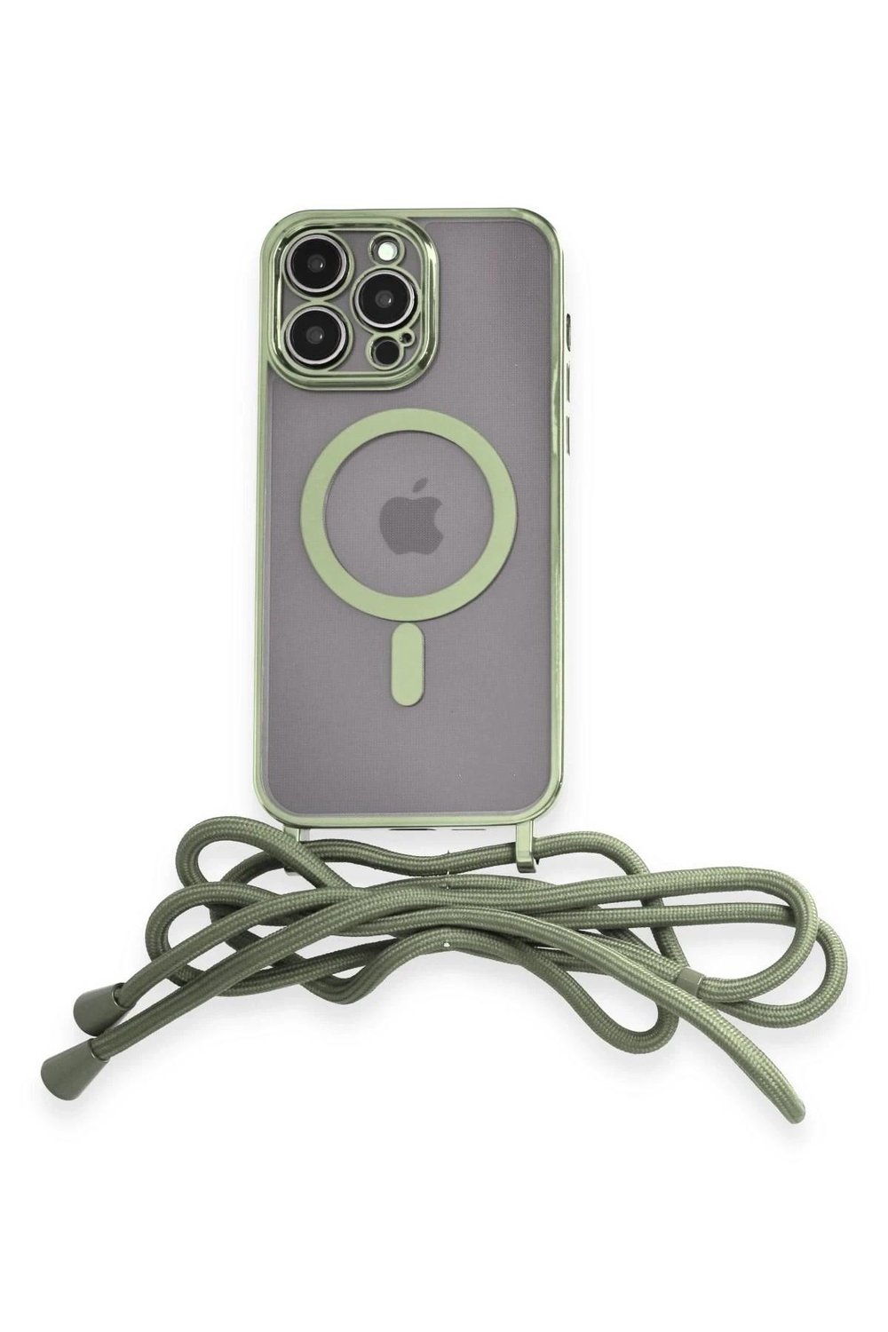 Mey İthalat®  iPhone 14 Pro Kılıf Divo Lazer Askılı Magsafe Kapak - Koyu Yeşil
