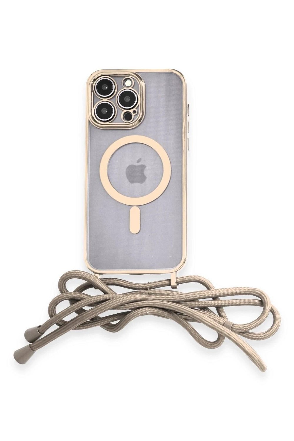 Mey İthalat®  iPhone 14 Pro Kılıf Divo Lazer Askılı Magsafe Kapak - Gold