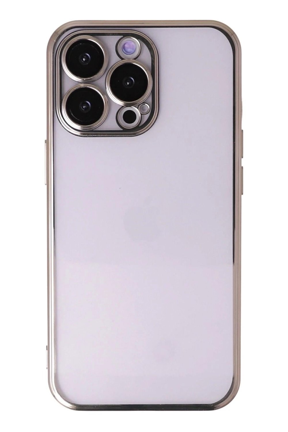 Mey İthalat®  iPhone 14 Pro Max Kılıf  Lensli Silikon - Gold