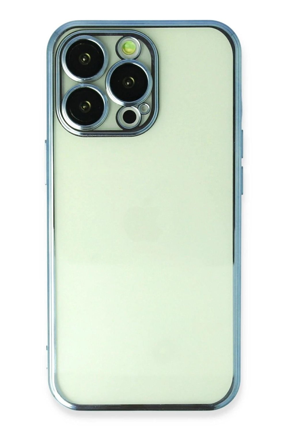 Mey İthalat®  iPhone 14 Pro Max Kılıf  Lensli Silikon - Açık Mavi
