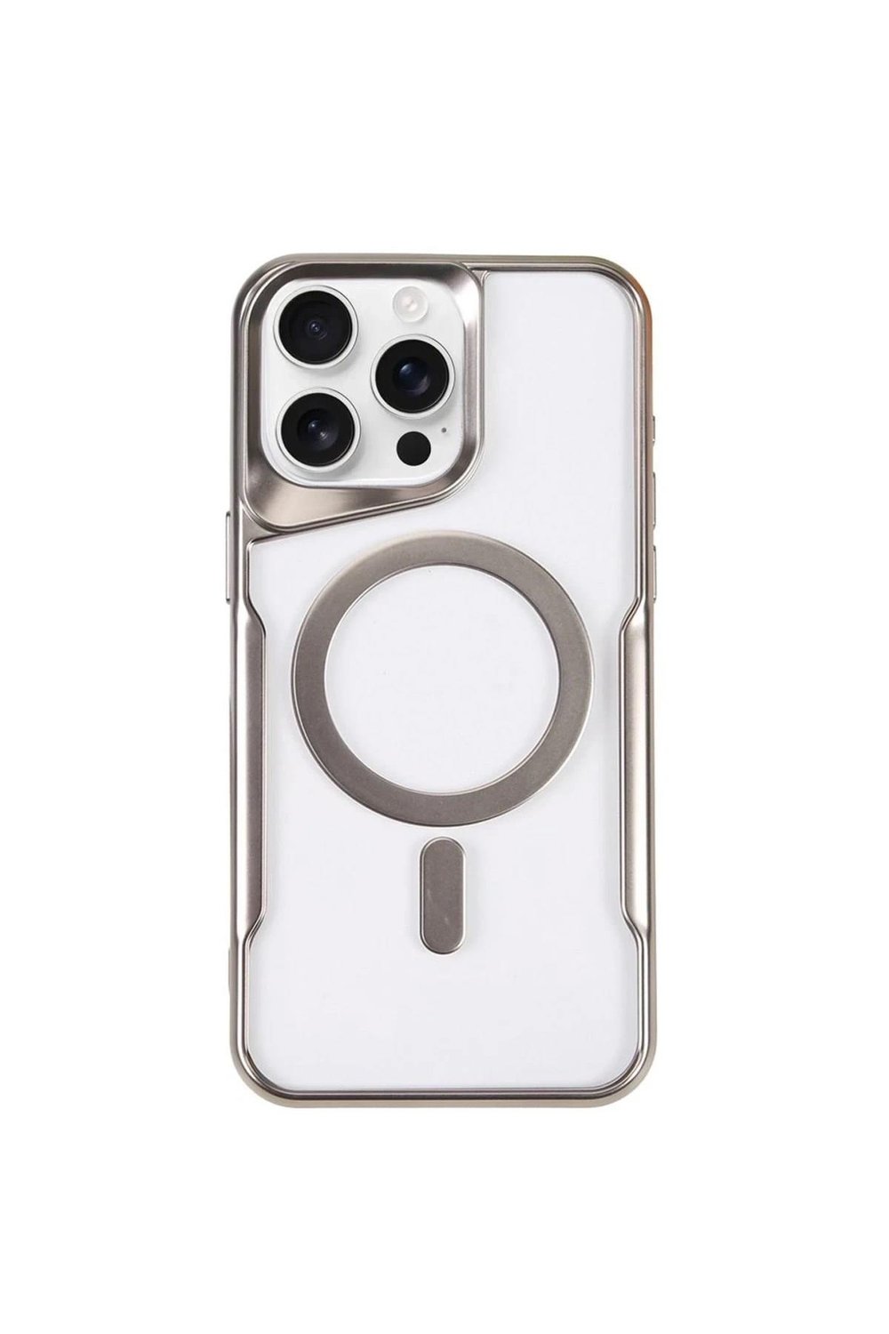 Mey İthalat®  iPhone 14 Pro Max Kılıf Boyi Magsafe Silikon Kapak - Gümüş