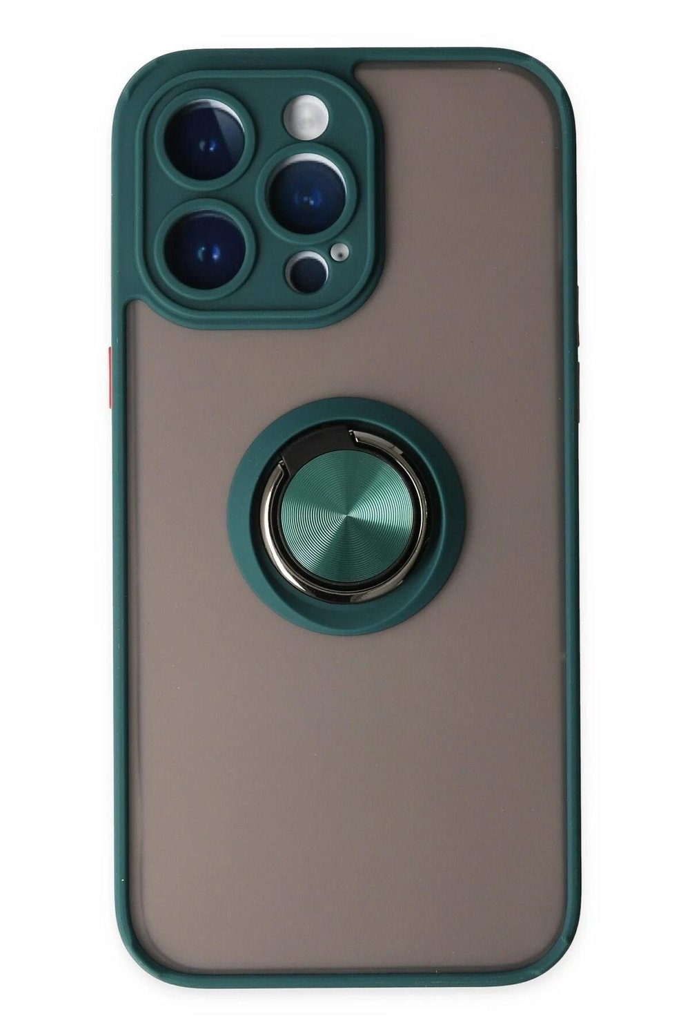 Mey İthalat®  iPhone 14 Pro Max Kılıf Montreal Yüzüklü Silikon Kapak - Yeşil