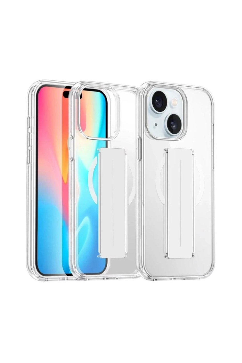 Mey İthalat®  iPhone 15 Kılıf Alfa Magsafe Standlı Kapak - Şeffaf