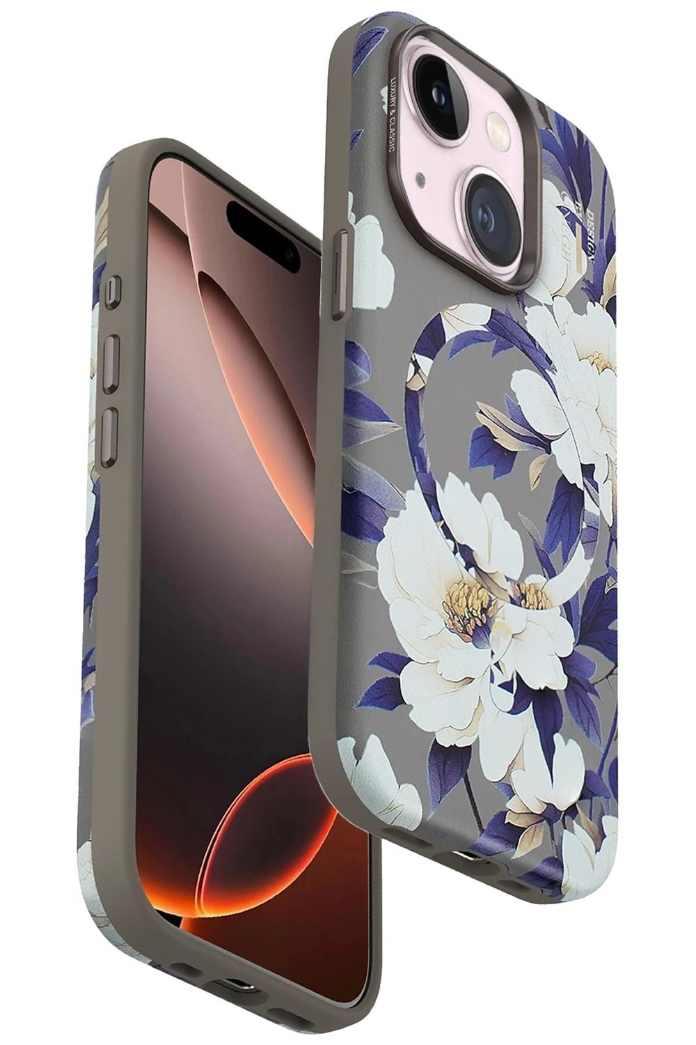 Mey İthalat®  iPhone 15 Plus Flower Series Magsafe Kapak - Gri