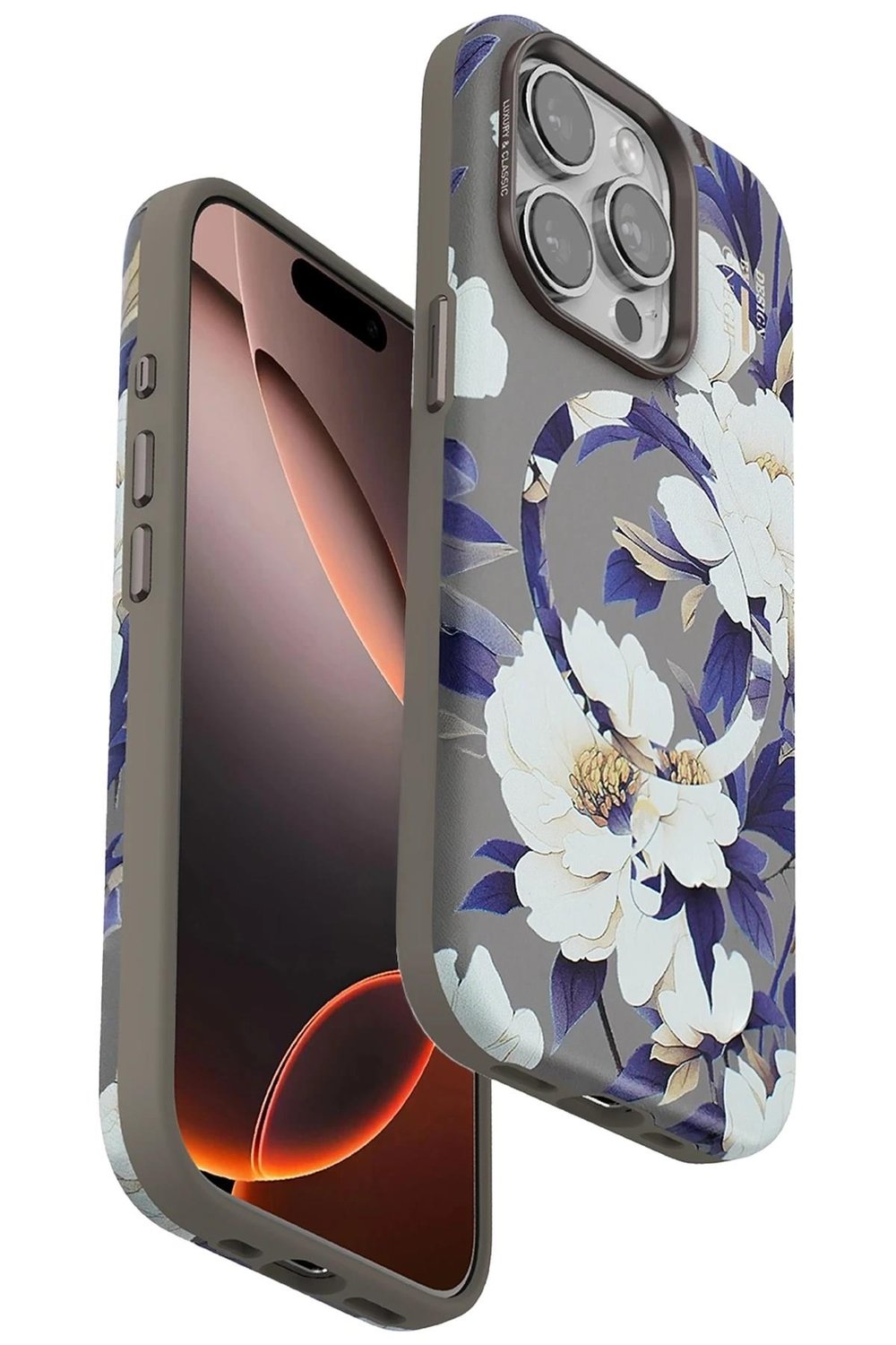 Mey İthalat®  iPhone 15 Pro Flower Series Magsafe Kapak - Gri