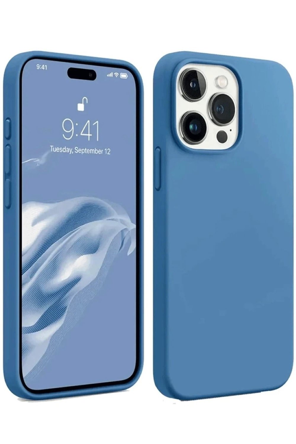 Mey İthalat®  iPhone 15 Pro Kılıf First Silikon - Mavi