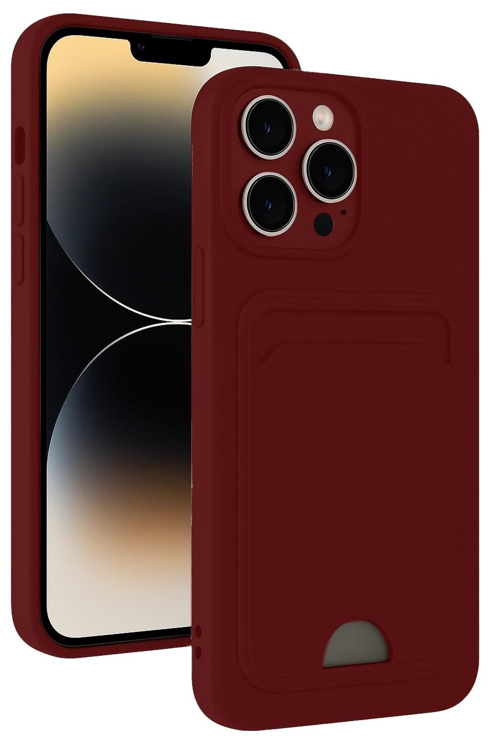 Mey İthalat®  iPhone 15 Pro Kılıf Kelvin Kartvizitli Silikon - Bordo