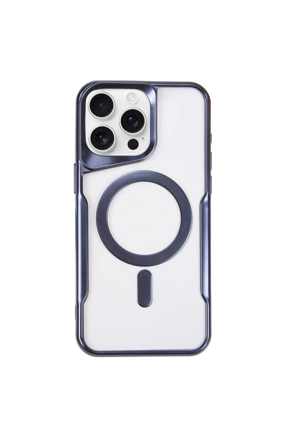 Mey İthalat®  iPhone 15 Pro Max Kılıf Boyi Magsafe Silikon Kapak - Lacivert
