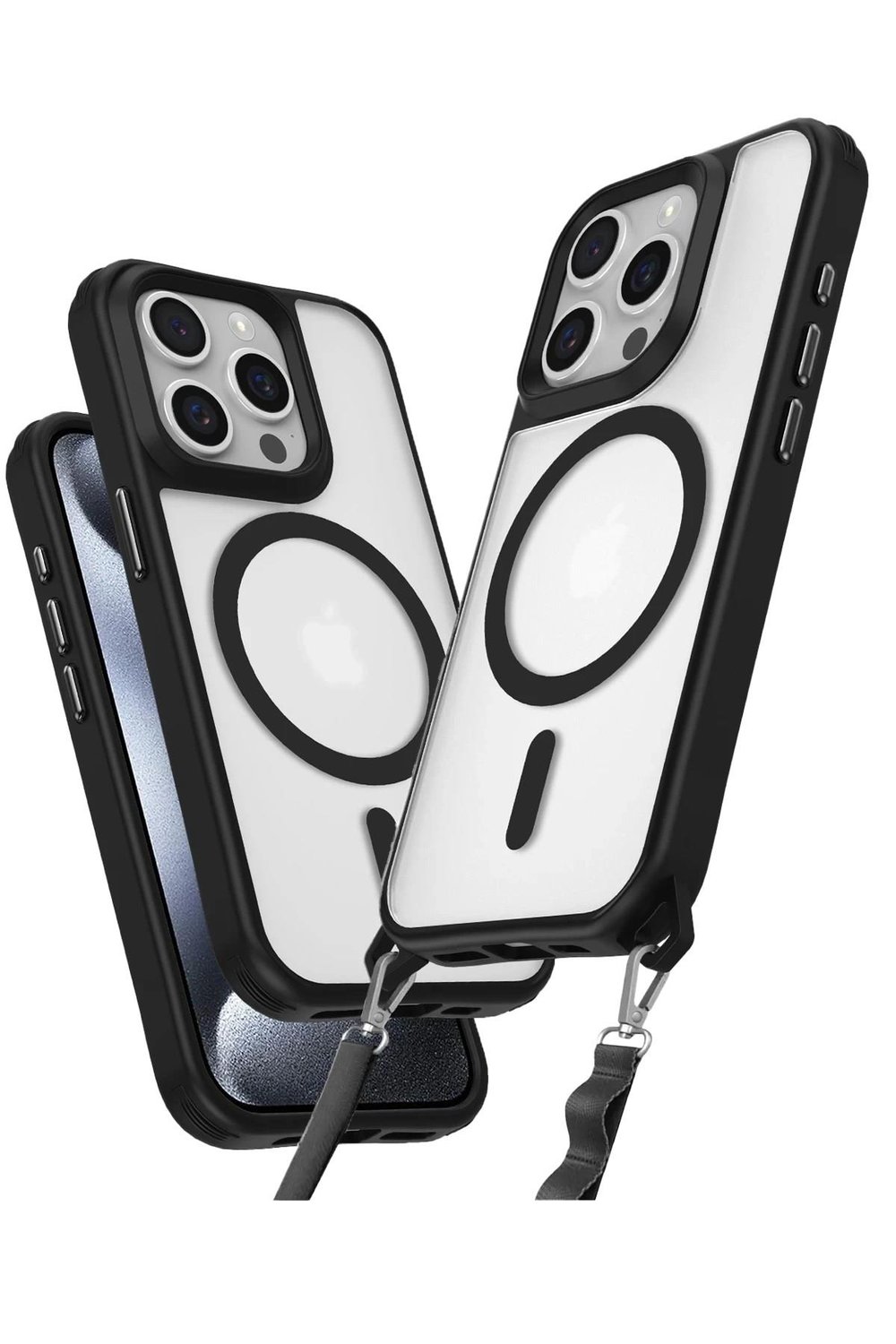 Mey İthalat®  iPhone 15 Pro Max Kılıf Enka Magsafe Silikon Kılıf - Siyah