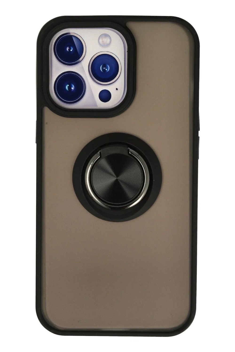 Mey İthalat®  iPhone 15 Pro Max Kılıf Montreal Yüzüklü Silikon Kapak - Siyah