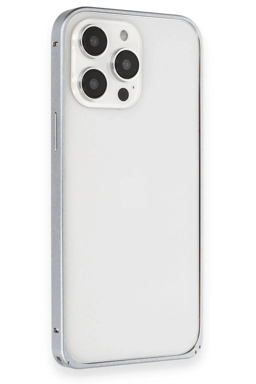 Mey İthalat®  iPhone 15 Pro Max Metal Bumper Mat Kapak - Gri