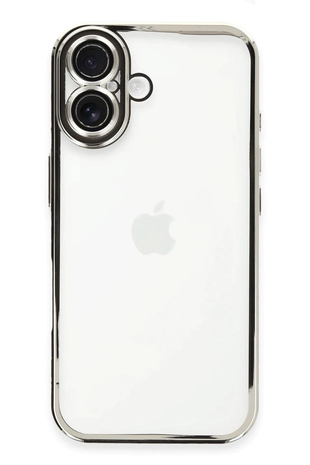 Mey İthalat®  iPhone 16 Kılıf  Lensli Silikon - Gümüş