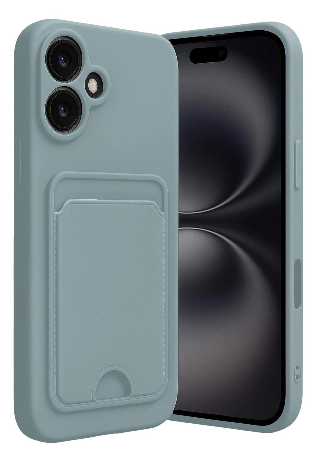 Mey İthalat®  iPhone 16 Kılıf Kelvin Kartvizitli Silikon - Açık Yeşil