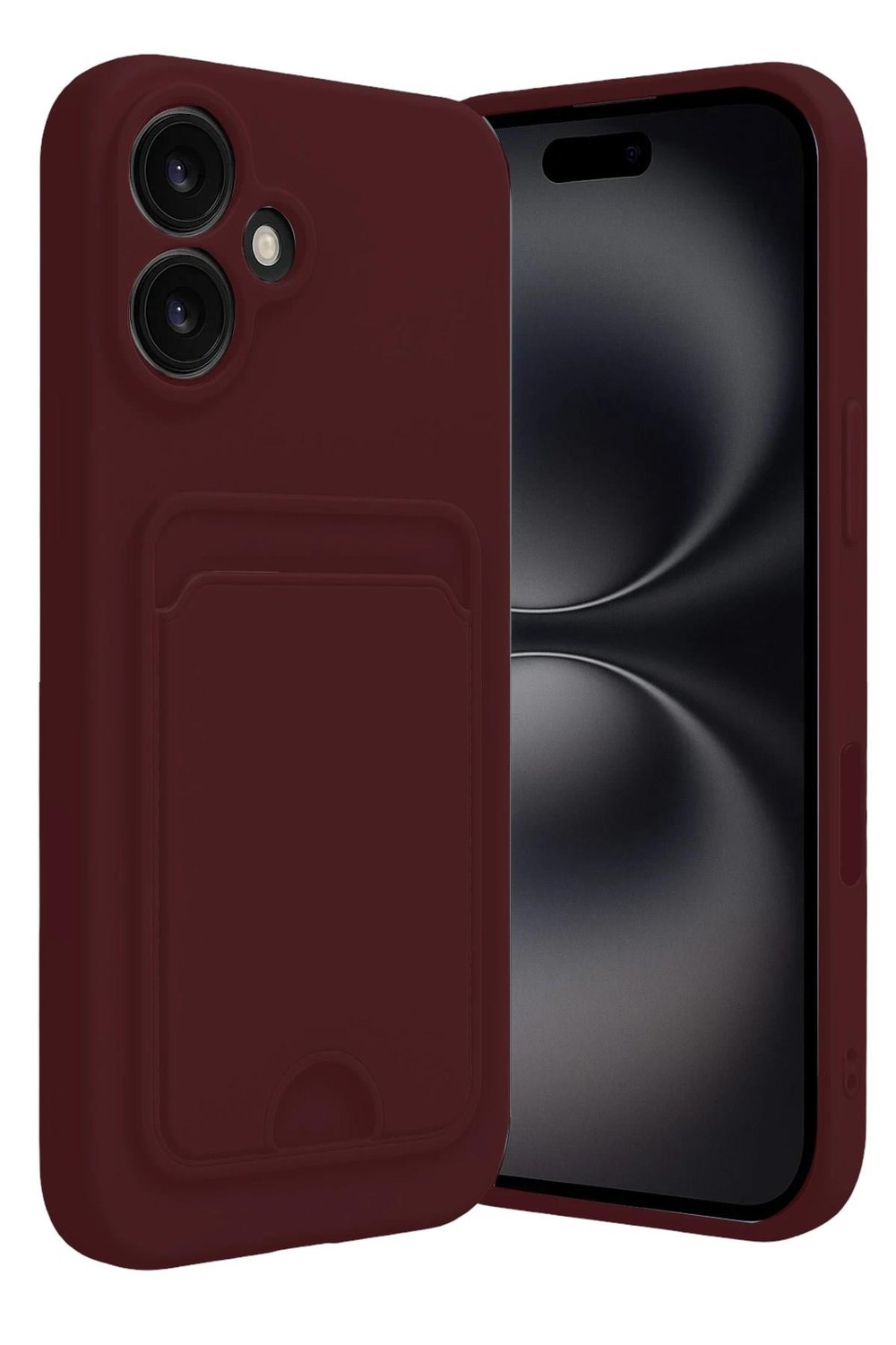 Mey İthalat®  iPhone 16 Kılıf Kelvin Kartvizitli Silikon - Bordo