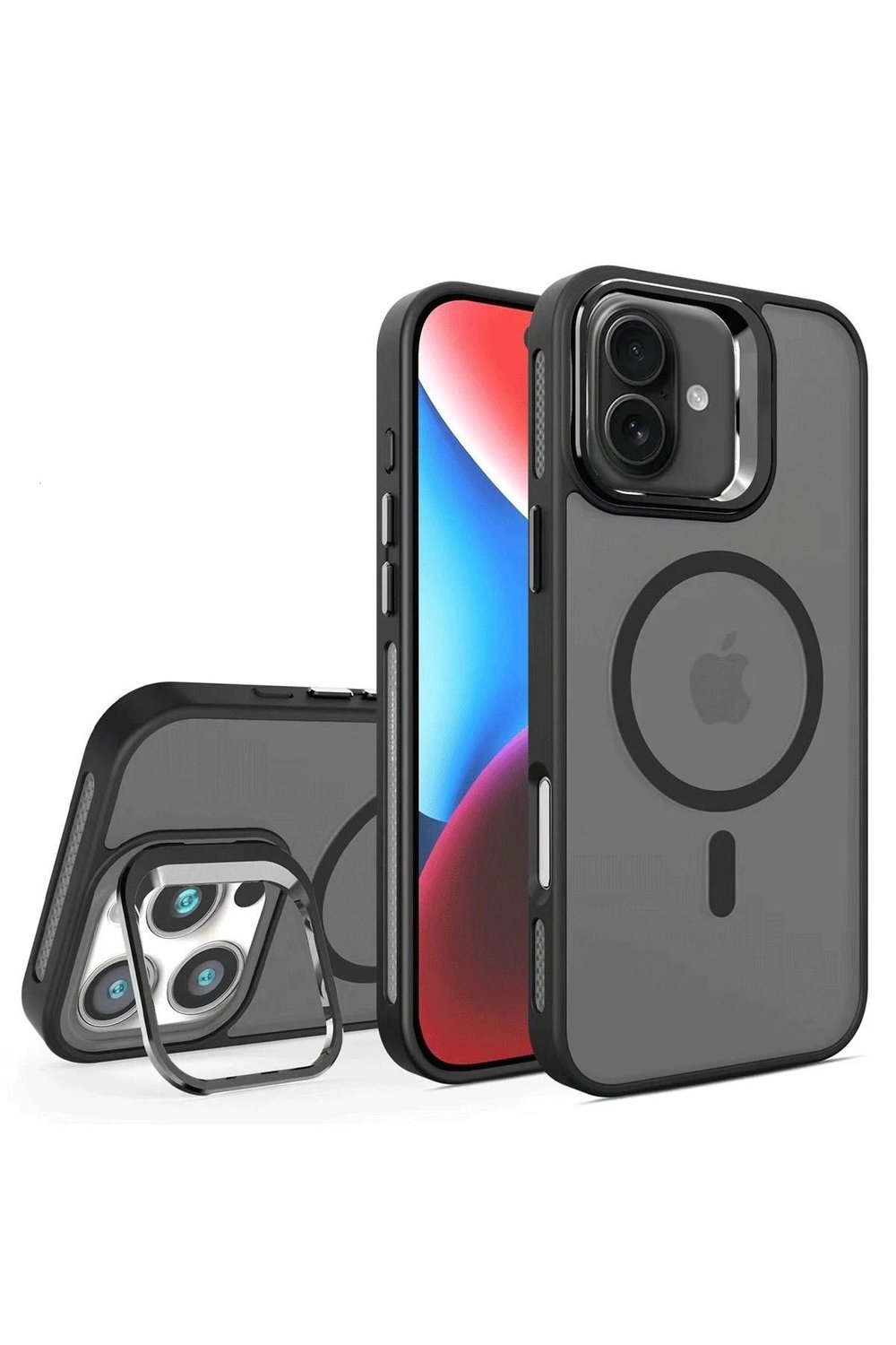 Mey İthalat®  iPhone 16 Plus Flet Lens Magsafe Kapak - Siyah