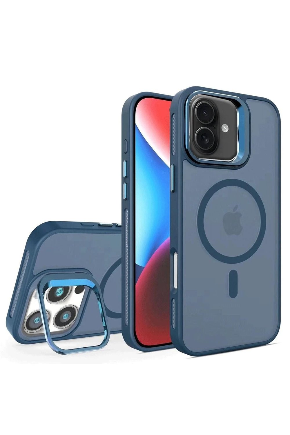 Mey İthalat®  iPhone 16 Plus Flet Lens Magsafe Kapak - Lacivert