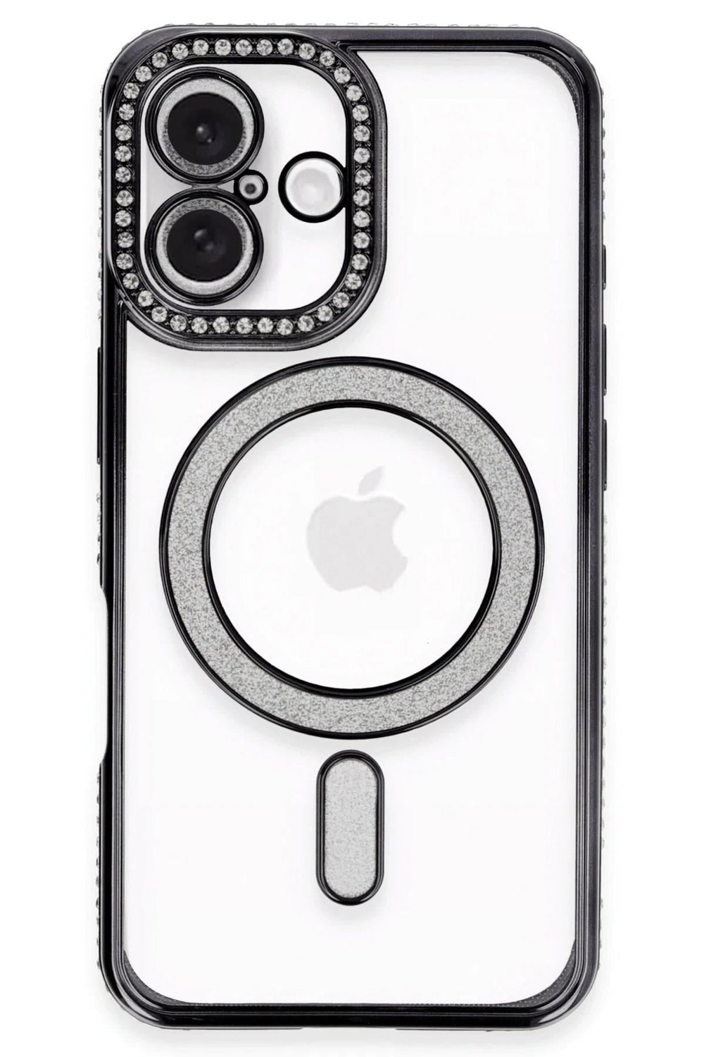 Mey İthalat®  iPhone 16 Plus Kılıf Joke Simli Magneticsafe Kılıf - Siyah